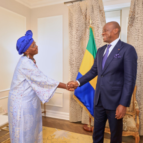 Le Président de la Transition, Président de la République, Chef de l’Etat, le Général Brice Clotaire Oligui Nguema, reçoit la Directrice du Secrétariat des Nations Unies pour les Forêts, Dr Juliette Biao